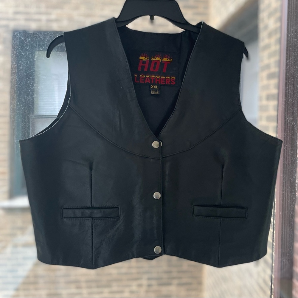 Black leather vest